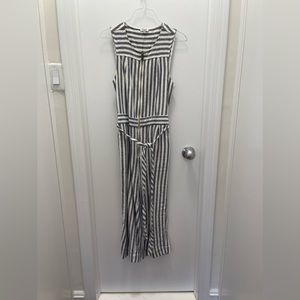 Splendid XS jumpsuit blue and white striped with sash